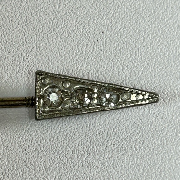 Beautiful Silver Tone Czech Green Peking Glass Art Deco Brooch Pin Paste - Picture 3 of 9